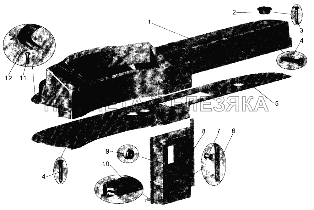 Установка панели передка МАЗ-104